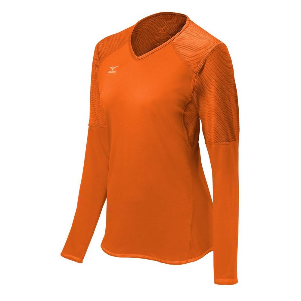 Womens Mizuno Techno VI Long Sleeve Volleyball Jersey Orange Philippines (BXNCMG467)